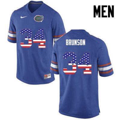 Men's Florida Gators #34 Lacedrick Brunson NCAA Nike Blue USA Flag Fashion Authentic Stitched College Football Jersey BOI8162EJ